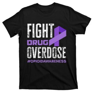 Fight Drug Overdose Pruple Ribbon Opioid Overdose Awareness T-Shirt