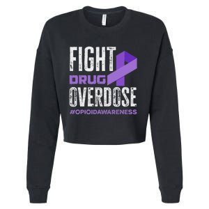 Fight Drug Overdose Pruple Ribbon Opioid Overdose Awareness Cropped Pullover Crew