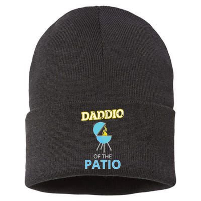 Funny Daddio Of The Patio Fathers Day BBQ Grill Sustainable Knit Beanie