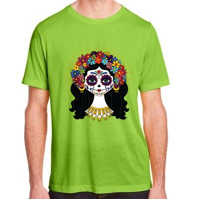 Funny Day Of The Dead Costume La Catrina Skull Flowers Adult ChromaSoft Performance T-Shirt