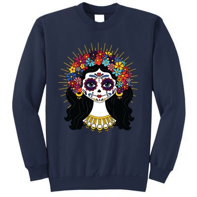 Funny Day Of The Dead Costume La Catrina Skull Flowers Sweatshirt