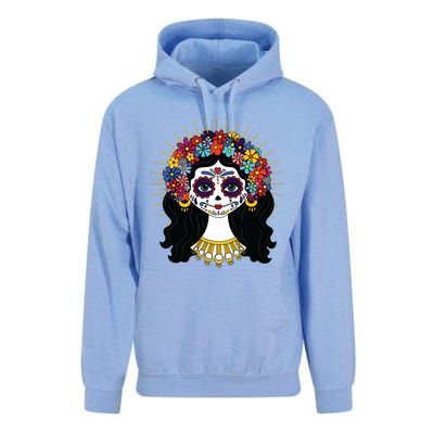 Funny Day Of The Dead Costume La Catrina Skull Flowers Unisex Surf Hoodie