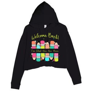 First Day Of School Back To School For Teacher Welcome Back First Day Of School Crop Fleece Hoodie