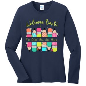 First Day Of School Back To School For Teacher Welcome Back First Day Of School Ladies Long Sleeve Shirt