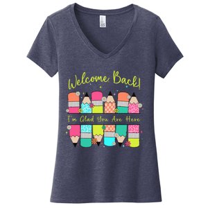 First Day Of School Back To School For Teacher Welcome Back First Day Of School Women's V-Neck T-Shirt