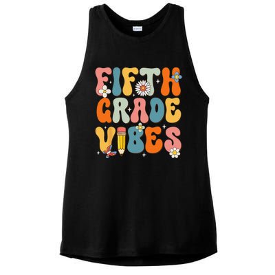 First Day Of School Fifth Grade Vibes Back To School Ladies PosiCharge Tri-Blend Wicking Tank