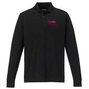 Funtie Definition Of A Fun Auntie Or Aunt Cooler Than A Mom Gift Performance Long Sleeve Polo