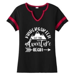 First Day Of Kindergarten 1st Day Let The Adventure Begin Ladies Halftime Notch Neck Tee