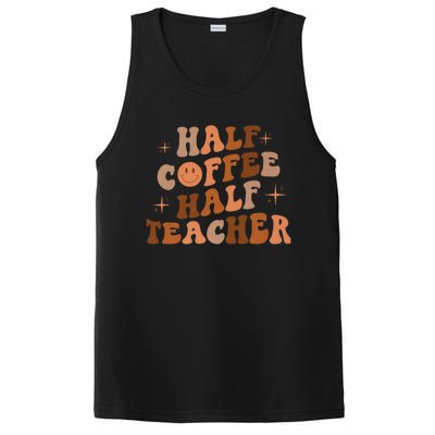 First Day Of School Half Coffee Half Teachers, Retro Gift For Teacher PosiCharge Competitor Tank