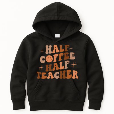 First Day Of School Half Coffee Half Teachers, Retro Gift For Teacher Kids Hoodie