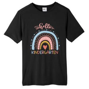 First Day Of School Hello Kindergarten Teacher Rainbow Tall Fusion ChromaSoft Performance T-Shirt