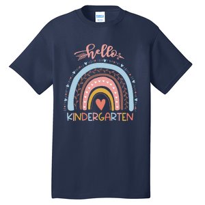 First Day Of School Hello Kindergarten Teacher Rainbow Tall T-Shirt