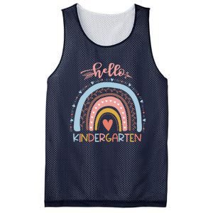 First Day Of School Hello Kindergarten Teacher Rainbow Mesh Reversible Basketball Jersey Tank