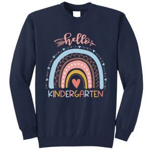 First Day Of School Hello Kindergarten Teacher Rainbow Tall Sweatshirt