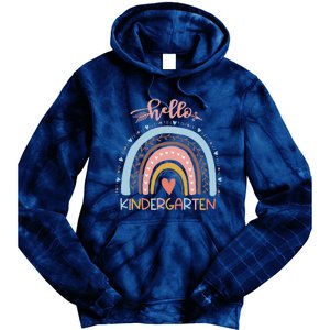 First Day Of School Hello Kindergarten Teacher Rainbow Tie Dye Hoodie