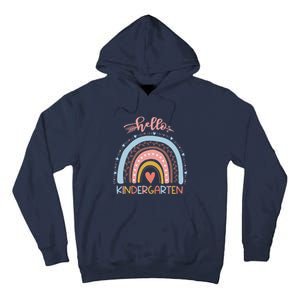 First Day Of School Hello Kindergarten Teacher Rainbow Tall Hoodie