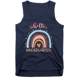 First Day Of School Hello Kindergarten Teacher Rainbow Tank Top