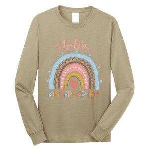 First Day Of School Hello Kindergarten Teacher Rainbow Long Sleeve Shirt