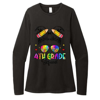 First Day Of 4th Grade Squad Messy Bun Back To School Womens CVC Long Sleeve Shirt