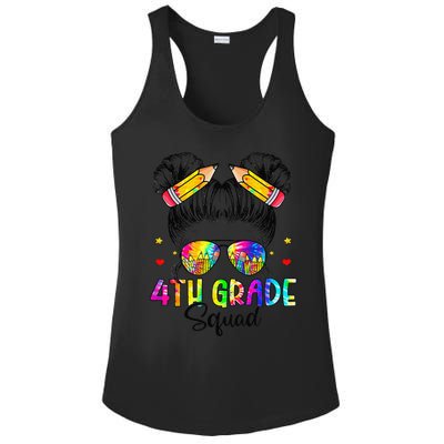 First Day Of 4th Grade Squad Messy Bun Back To School Ladies PosiCharge Competitor Racerback Tank