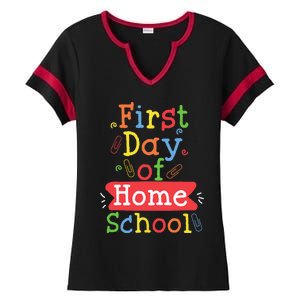 First Day Of School Homeschool Teacher Ladies Halftime Notch Neck Tee