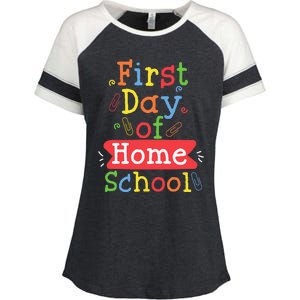 First Day Of School Homeschool Teacher Enza Ladies Jersey Colorblock Tee