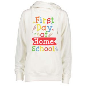 First Day Of School Homeschool Teacher Womens Funnel Neck Pullover Hood