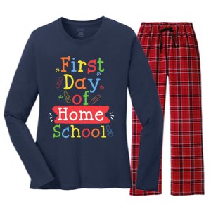 First Day Of School Homeschool Teacher Women's Long Sleeve Flannel Pajama Set 