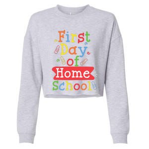 First Day Of School Homeschool Teacher Cropped Pullover Crew