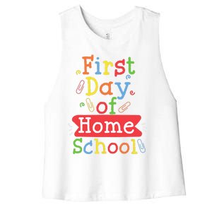 First Day Of School Homeschool Teacher Women's Racerback Cropped Tank