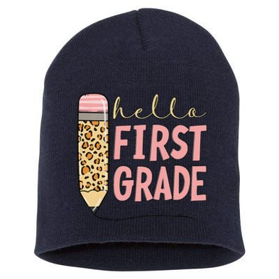 First Day Of School Back To School Hello First Grade Short Acrylic Beanie