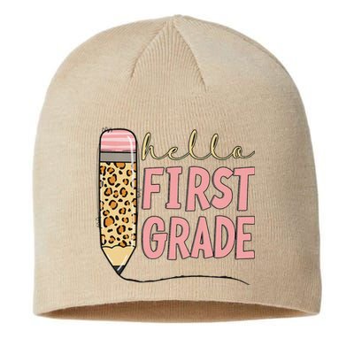 First Day Of School Back To School Hello First Grade Sustainable Beanie