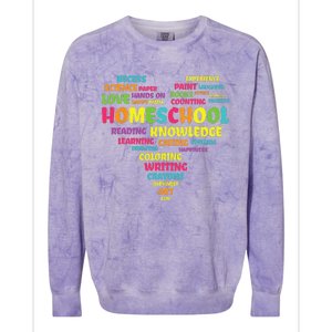 First Day Of School Homeschool Teacher Word Cloud Heart Colorblast Crewneck Sweatshirt