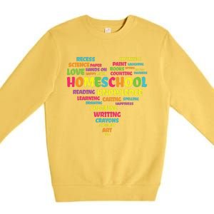 First Day Of School Homeschool Teacher Word Cloud Heart Premium Crewneck Sweatshirt