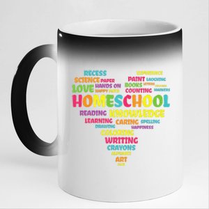 First Day Of School Homeschool Teacher Word Cloud Heart 11oz Black Color Changing Mug