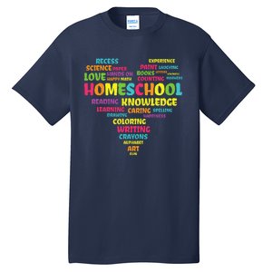 First Day Of School Homeschool Teacher Word Cloud Heart Tall T-Shirt