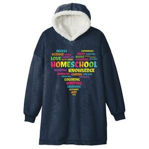 First Day Of School Homeschool Teacher Word Cloud Heart Hooded Wearable Blanket