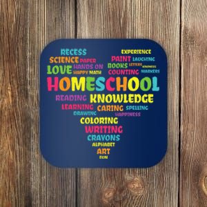 First Day Of School Homeschool Teacher Word Cloud Heart Coaster