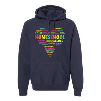 First Day Of School Homeschool Teacher Word Cloud Heart Premium Hoodie