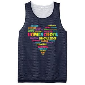 First Day Of School Homeschool Teacher Word Cloud Heart Mesh Reversible Basketball Jersey Tank