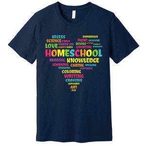 First Day Of School Homeschool Teacher Word Cloud Heart Premium T-Shirt