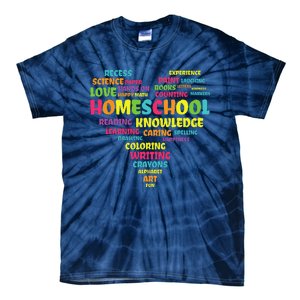 First Day Of School Homeschool Teacher Word Cloud Heart Tie-Dye T-Shirt