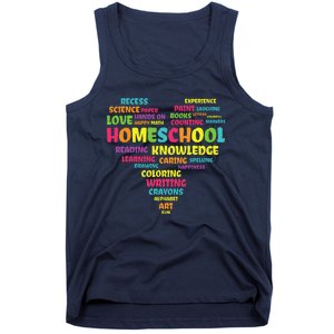 First Day Of School Homeschool Teacher Word Cloud Heart Tank Top