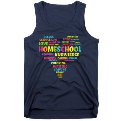 First Day Of School Homeschool Teacher Word Cloud Heart Tank Top