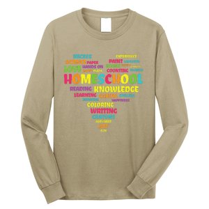 First Day Of School Homeschool Teacher Word Cloud Heart Long Sleeve Shirt