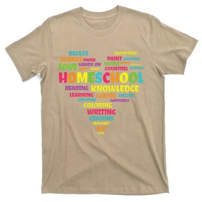 First Day Of School Homeschool Teacher Word Cloud Heart T-Shirt