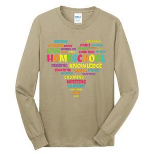 First Day Of School Homeschool Teacher Word Cloud Heart Tall Long Sleeve T-Shirt