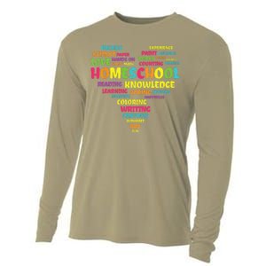 First Day Of School Homeschool Teacher Word Cloud Heart Cooling Performance Long Sleeve Crew