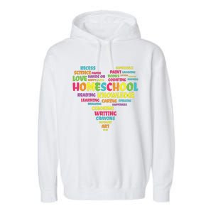 First Day Of School Homeschool Teacher Word Cloud Heart Garment-Dyed Fleece Hoodie