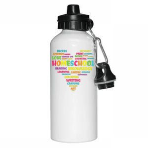 First Day Of School Homeschool Teacher Word Cloud Heart Aluminum Water Bottle